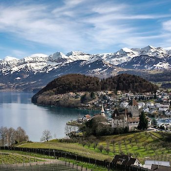Blick vom Spiezberg auf den Thunersee